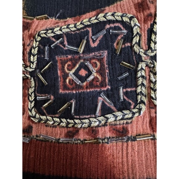 Vintage Thums-Up Boho Embroidered Patchwork Vest | Beaded Festival Top | Size S - Picture 6 of 7